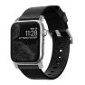 Nomad modern leather strap Apple Watch 42mm / 44mm / 45mm / 49mm zwart / zilver sticky