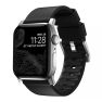 Nomad Active Leather Band Pro Zwart Connectr Zilver 42/44/45mm sticky