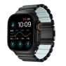 Nomad Stratos Titanium Strap Apple Watch 44mm / 45mm / 46mm / 49mm Zwart / Icy Blue Glow sticky