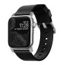 Nomad modern leather strap Apple Watch 42mm / 44mm / 45mm / 49mm zwart / zilver sticky