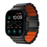 Nomad Stratos Titanium Strap Apple Watch 44mm / 45mm / 46mm / 49mm Zwart/Ultra Orange sticky