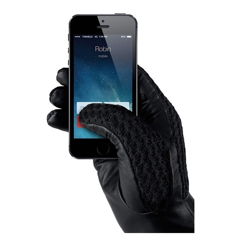 Mujjo Leather Crochet Touchscreen Gloves Size 8,5 (M/L)