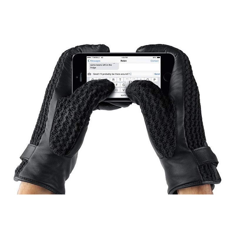 Mujjo Leather Crochet Touchscreen Gloves Size 8 (M)