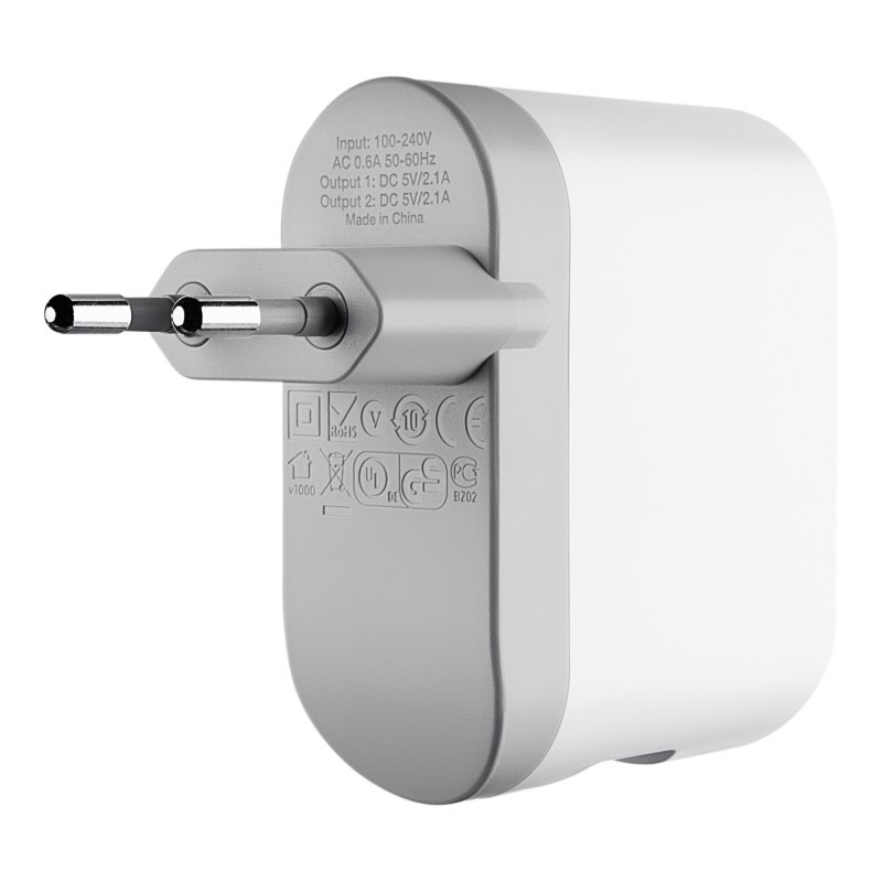 Dual USB Wall Charger 2 x 2.1A White