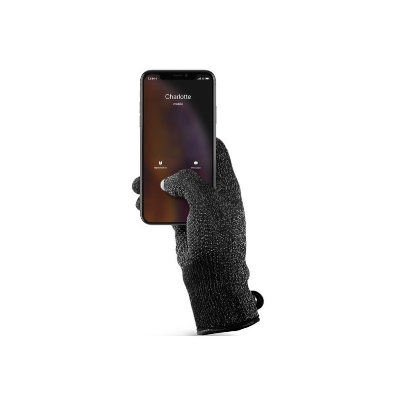 Mujjo Double-Layered Touchscreen Gloves (L) zwart
