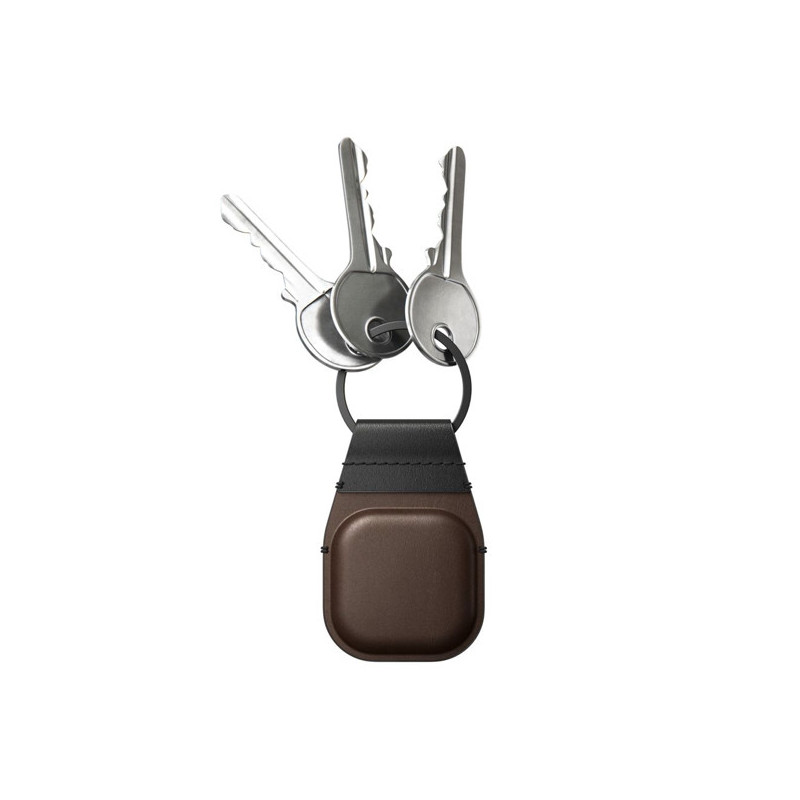 Nomad Airtag Leather Keychain bruin