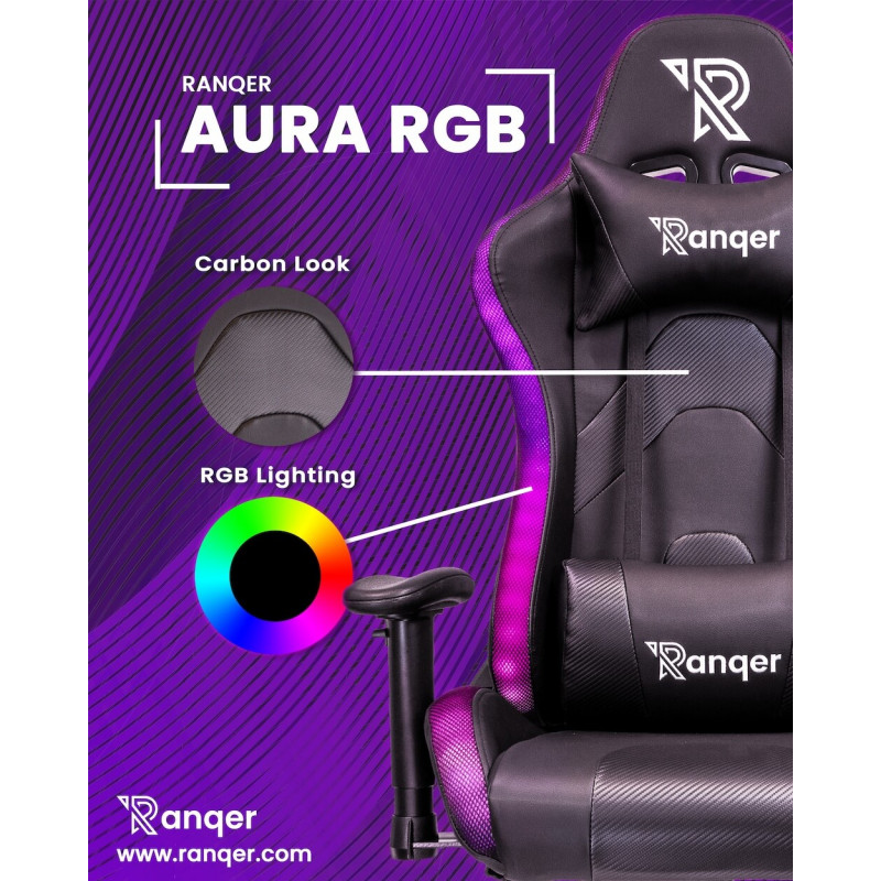 Ranqer Aura gamestoel RGB / LED zwart