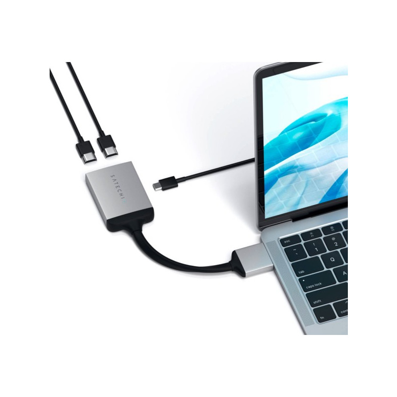 Satechi Type-C Dual HDMI Adapter zilver