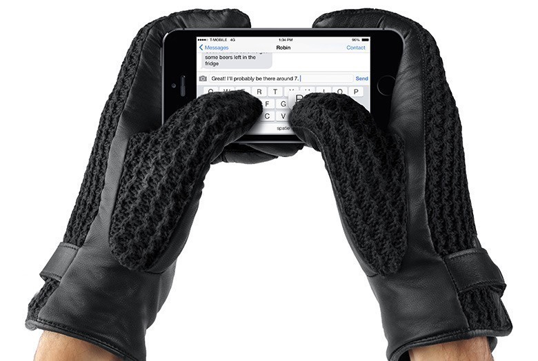 Mujjo Leather Crochet Touchscreen Gloves Size 8 (M)