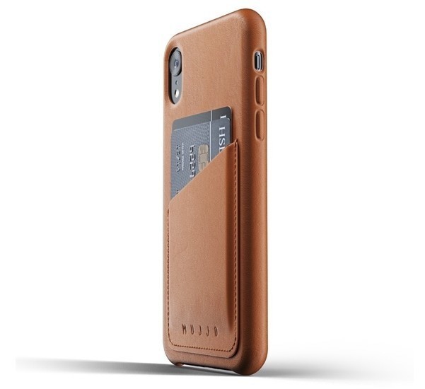 Mujjo Leather Wallet Case iPhone XR bruin