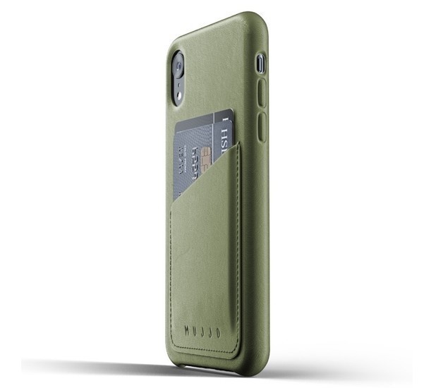 Mujjo Leather Wallet Case iPhone XR groen