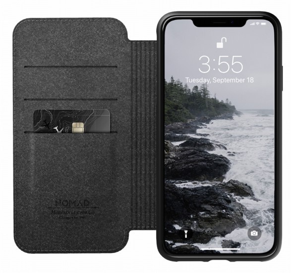 Nomad Rugged Case Folio Leather iPhone XS Max zwart