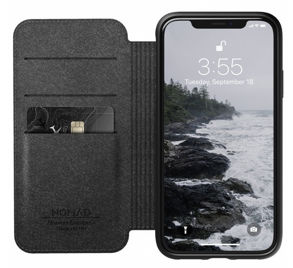 Nomad Rugged Case Folio Leather iPhone XR zwart