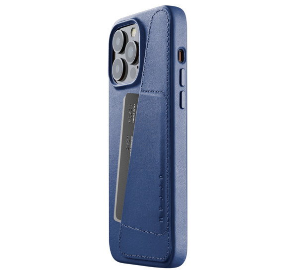 Mujjo Leather Wallet Case iPhone 14 Pro Max blauw