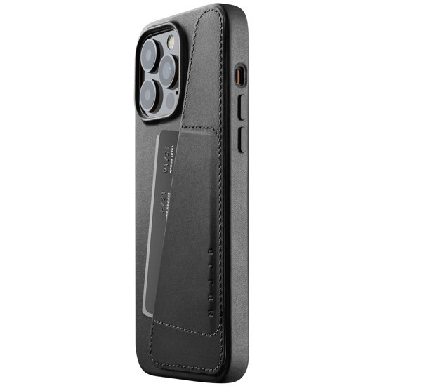 Mujjo Leather Wallet Case iPhone 14 Pro Max zwart