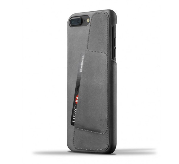 Mujjo Leather Wallet Case iPhone 7 grijs