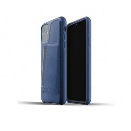 Mujjo Leather Wallet Case iPhone 11 blauw