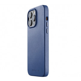 Mujjo Leather Case met MagSafe iPhone 14 Pro blauw