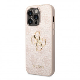 Guess PU 4G Metal Logo case iPhone 14 Pro roze
