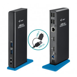 i-Tec USB-A 3.0 / USB-C Dual HDMI Docking Station zwart