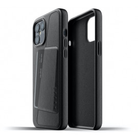 Mujjo Leather Wallet Case iPhone 12 Pro Max zwart