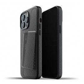 Mujjo Leather Wallet Case iPhone 13 Pro Max zwart