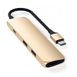 Satechi Type-C USB Passthrough HDMI Hub goud