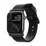 Nomad modern slim leather strap Apple Watch 42mm / 44mm / 45mm / 49mm zwart / zwart sticky