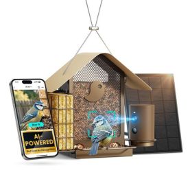 Birdfy Feeder Metal V Lite + Solar - Weatherproof Smart Bird Feeder with Camera and AI Recognition