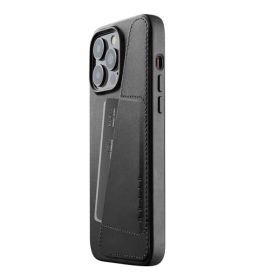 Mujjo Leather Wallet Case iPhone 14 Pro Max zwart