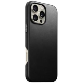 Nomad Traditional Leather Case iPhone 16 Pro Max Zwart