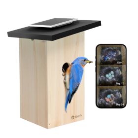 Birdfy Nestkast met camera Ebony Lite Slim Vogelhuisje Op Zonne-energie en AI-Vogelherkenning