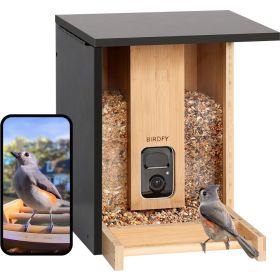 Birdfy Bamboe Slim Vogelvoederhuisje op Zonne-energie met Camera en AI-Vogelherkenning