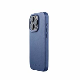 Mujjo Leather Case with MagSafe iPhone 15 Pro blauw
