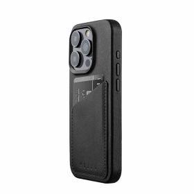 Mujjo Leather Wallet Case iPhone 15 Pro zwart