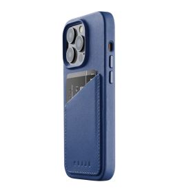 Mujjo Leather Wallet Case iPhone 14 Pro blauw