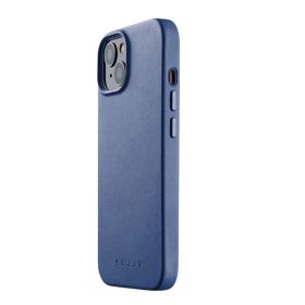Mujjo Leather Case met MagSafe iPhone 13 / 14 blauw