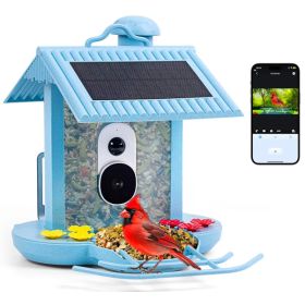 HiBirds Slimme Vogelvoeder met Camera - Vogelkijkcamera met Zonnepanelen blauw