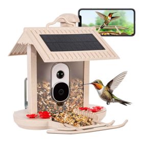 HiBirds Slimme Vogelvoeder met Camera - Vogelkijkcamera met Zonnepanelen beige