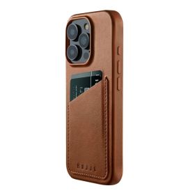 Mujjo Leather Wallet Case iPhone 16 Pro bruin