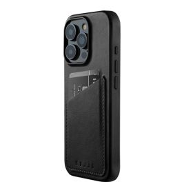 Mujjo Leather Wallet Case iPhone 16 Pro zwart