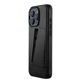 Mujjo Leather Wallet Case iPhone 16 Pro Max zwart