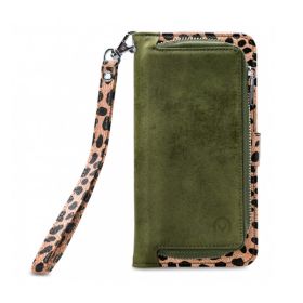 Mobilize 2in1 Magnet Zipper Case iPhone 13 Pro olijfgroen / leopard