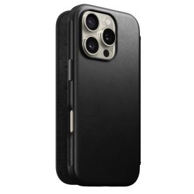 Nomad Modern Leren Folio iPhone 16 Pro Zwart