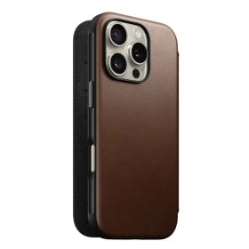 Nomad Modern Leren Folio iPhone 16 Pro Bruin
