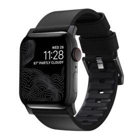 Nomad modern active leather strap Apple Watch 42mm / 44mm / 45mm / 49mm zwart / zwart