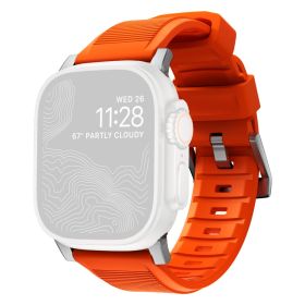 Nomad Rugged Strap Apple Watch (Ultra) 42mm / 44mm / 45mm / 49mm Orange Connector Silver