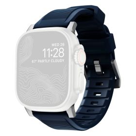 Nomad Rugged Strap Apple Watch (Ultra) 42mm / 44mm / 45mm / 49mm Atlantic Blue Connector Silver