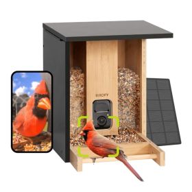 Birdfy Bamboe Slim Vogelvoederhuisje op Zonne-energie met Camera en AI-Vogelherkenning