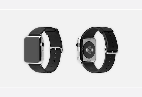 Apple Classic Buckle eerste generatie, zwart leer met ovale gesp